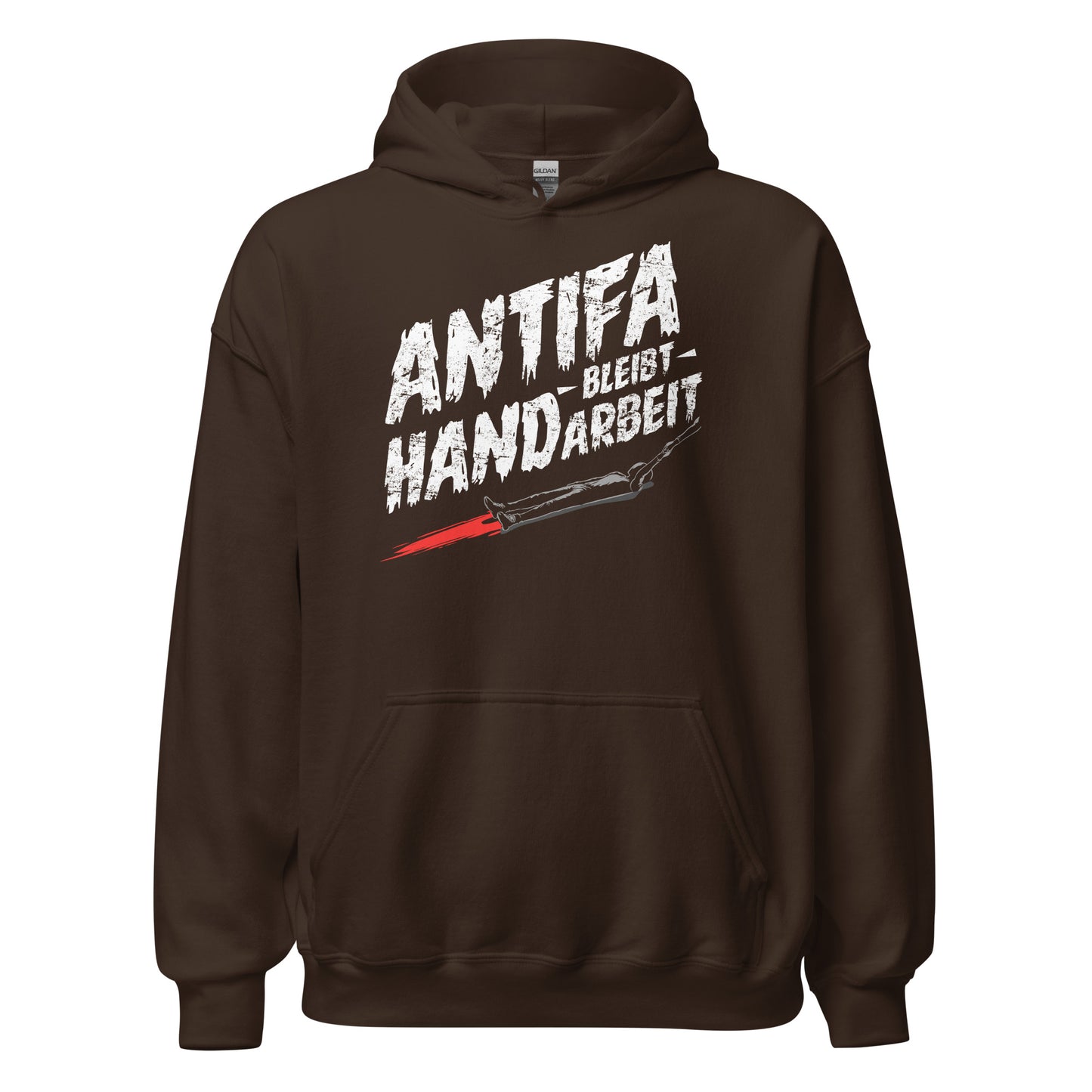 Antifa bleibt Handarbeit - Unisex Hoodie von Protest Couture | Dark Chocolate