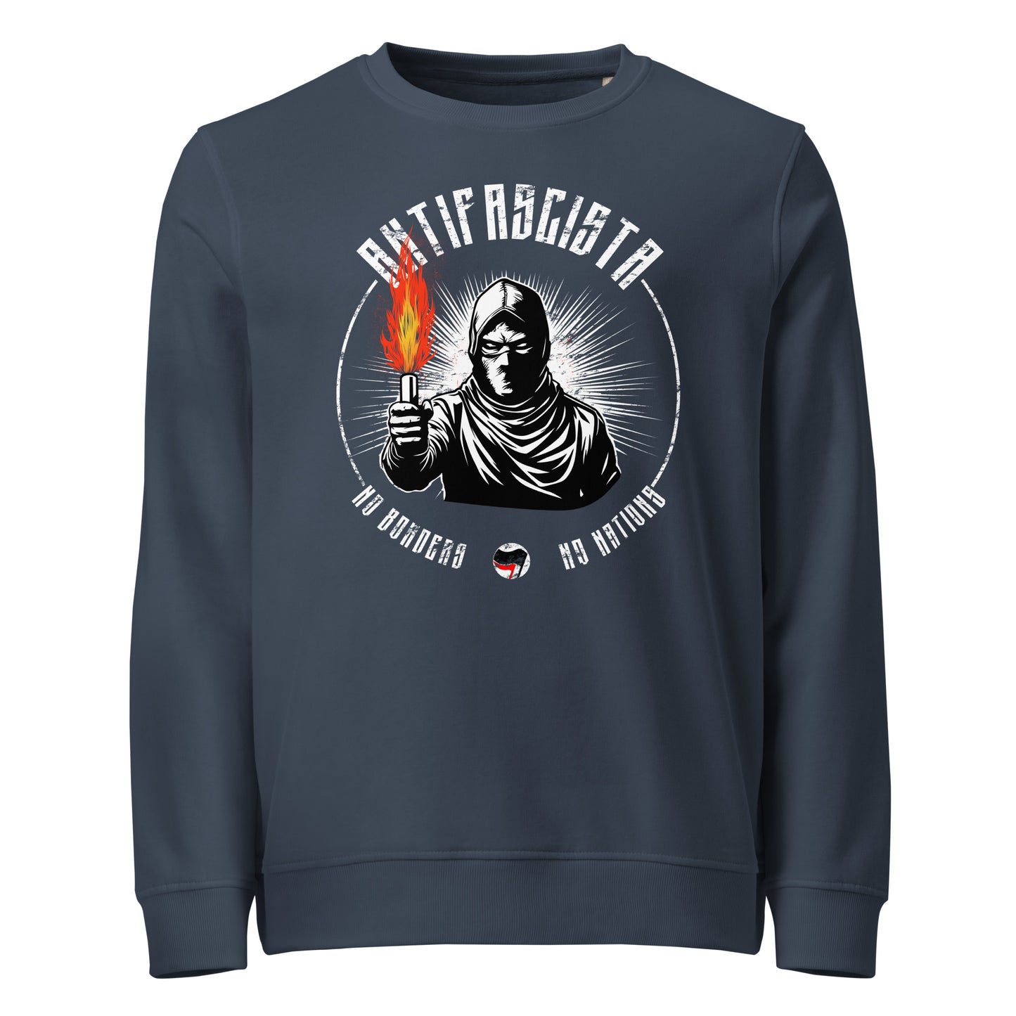 Antifascista (No Borders No Nations) - Basic Sweater von Protest Couture | French Navy