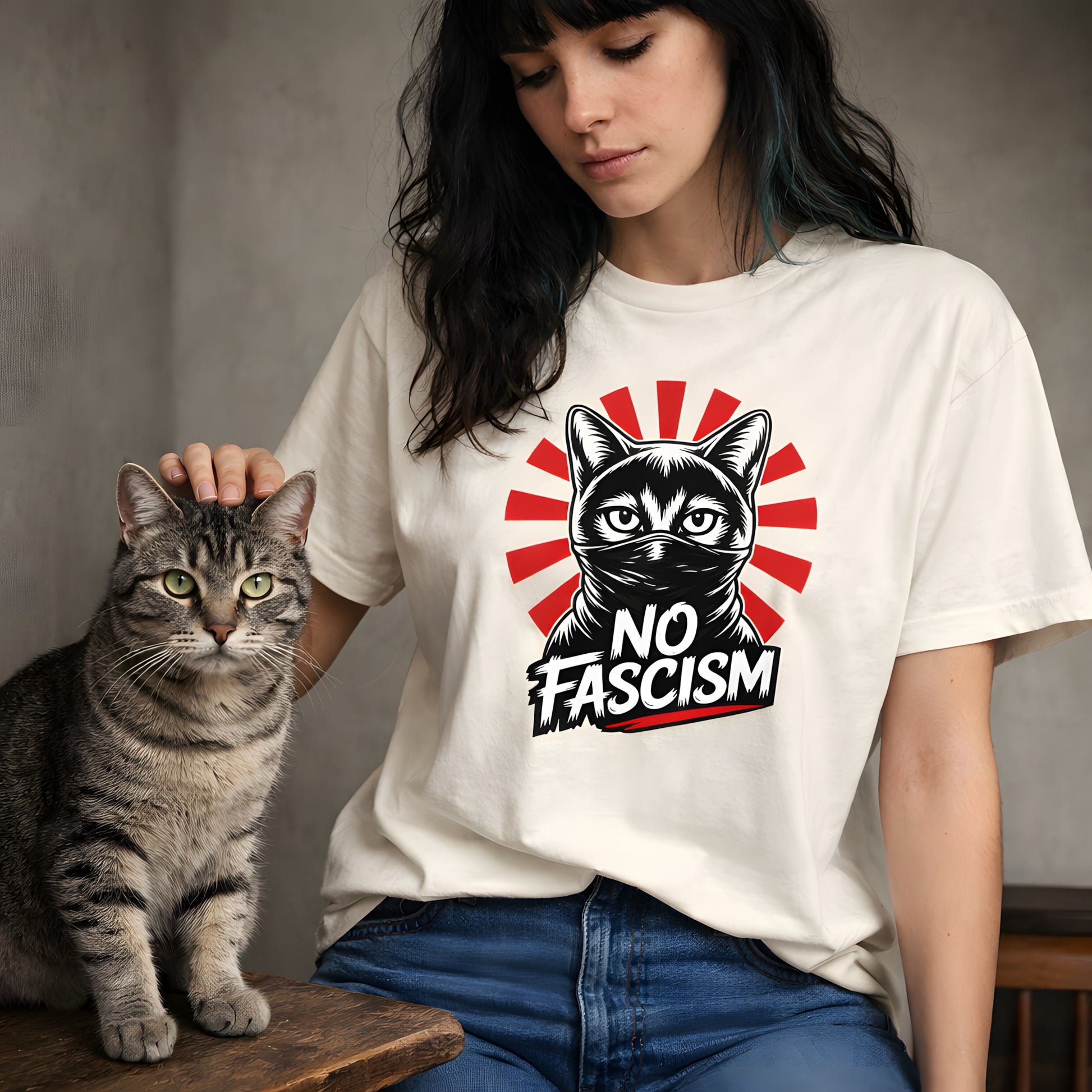 No Fascism Cat - Basic T-Shirt