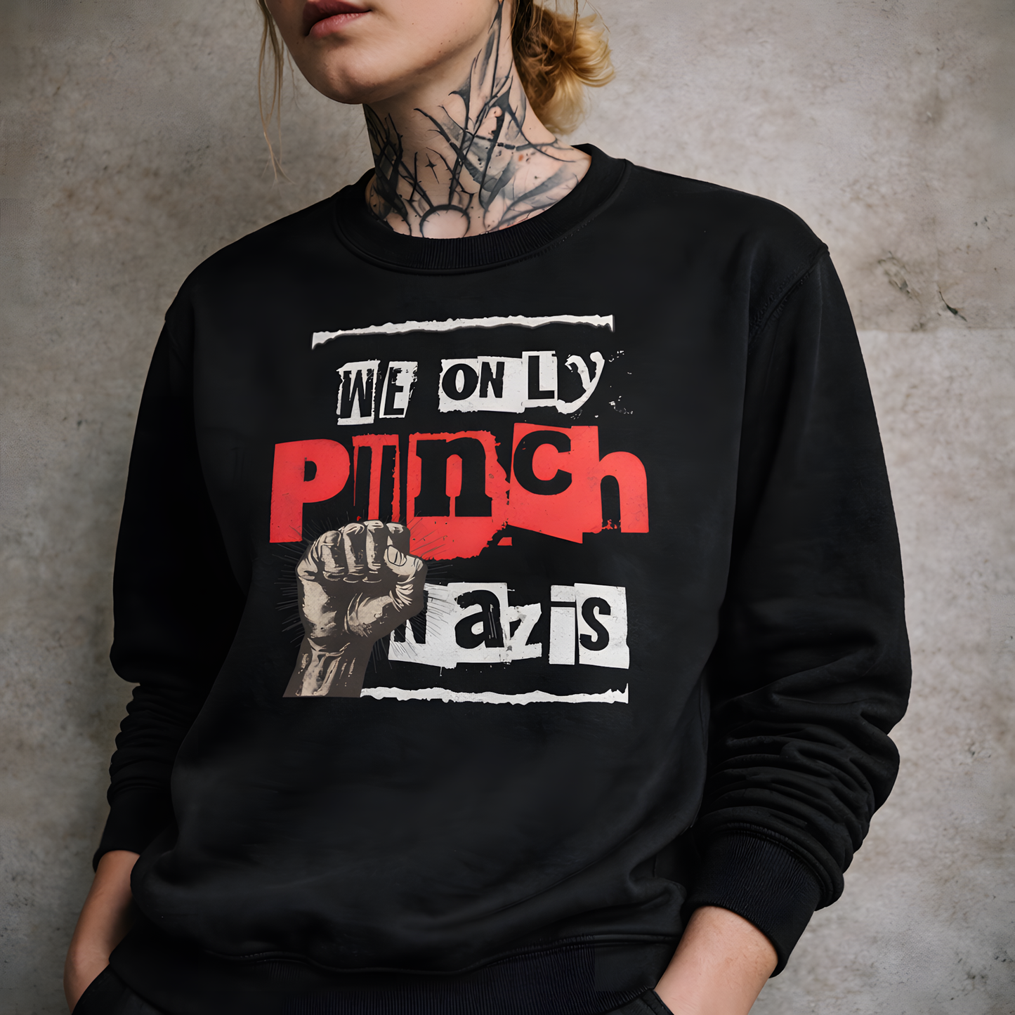 We only punch Nazis - ECO Premium Sweatshirt