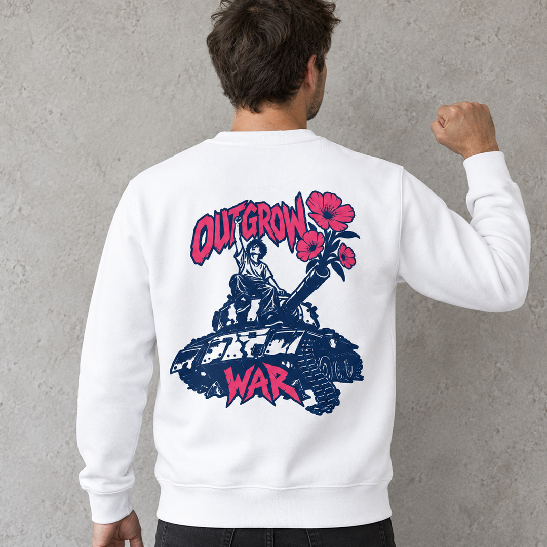 Outgrow War [Front Stick/Backprint] - ECO Premium Sweatshirt – Rückenansicht