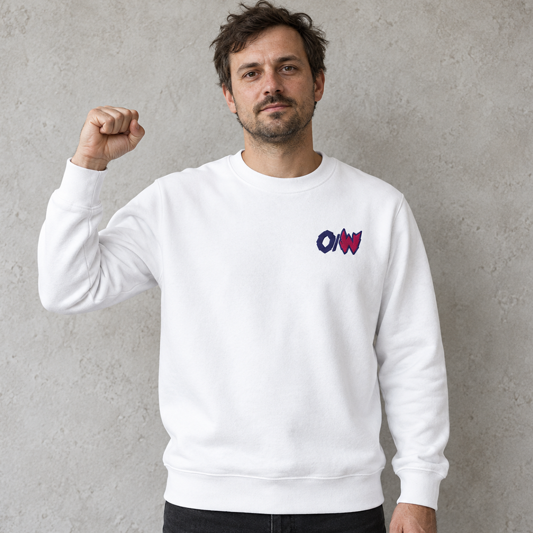 Outgrow War [Front Stick/Backprint] - ECO Premium Sweatshirt – Frontansicht