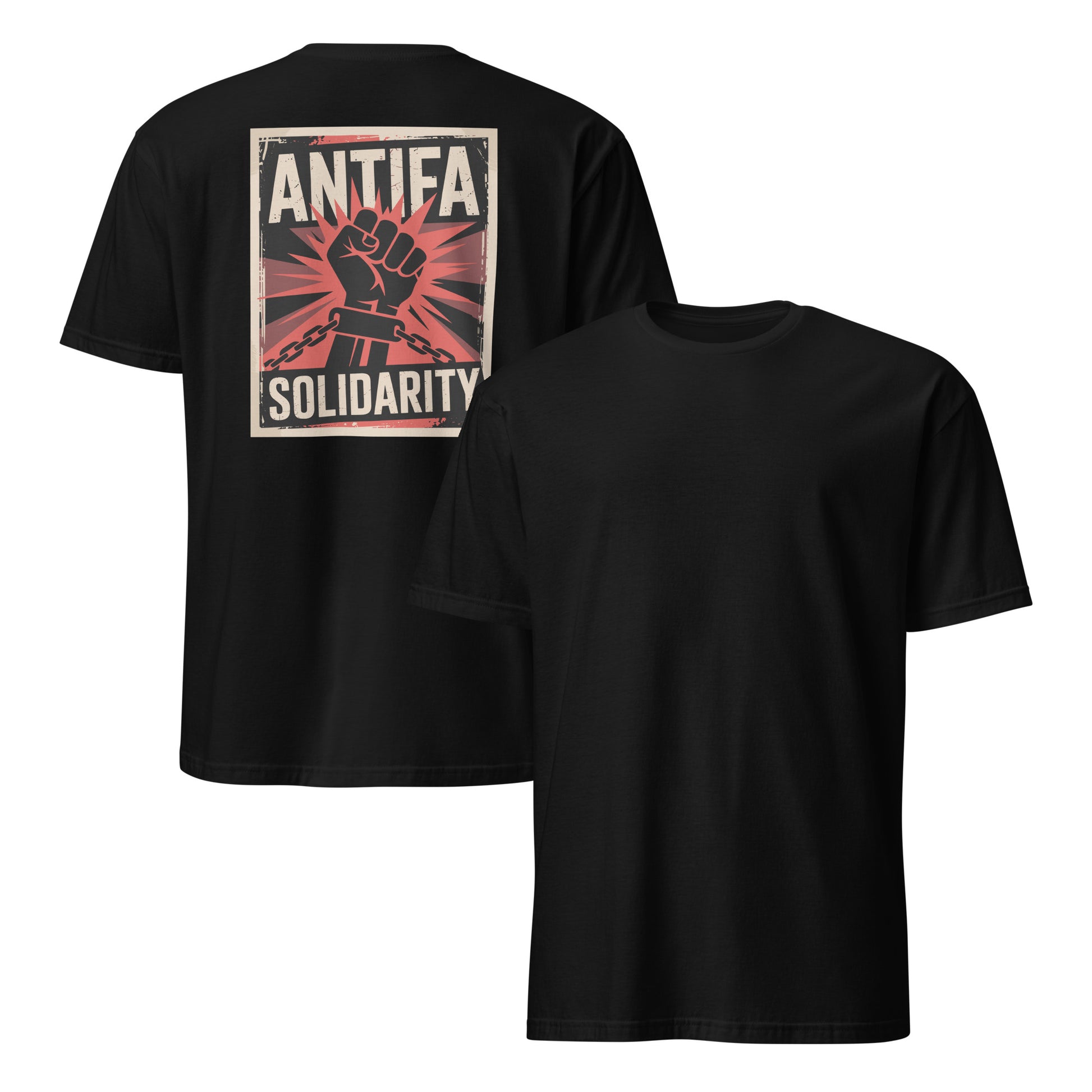 Antifa Solidarity [Backprint] - Unisex T-Shirt von Protest Couture | Black