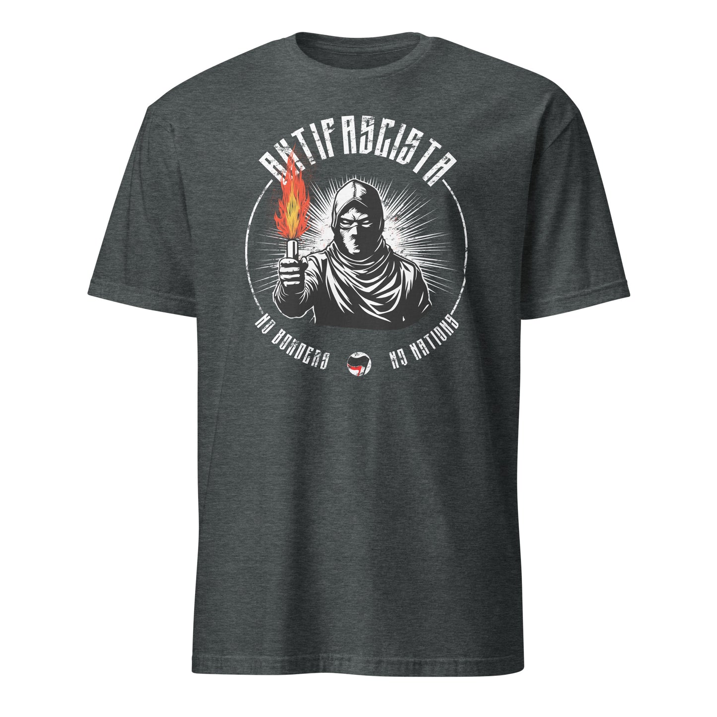Antifascista (No Borders No Nations) - Unisex T-Shirt von Protest Couture | Dark Heather