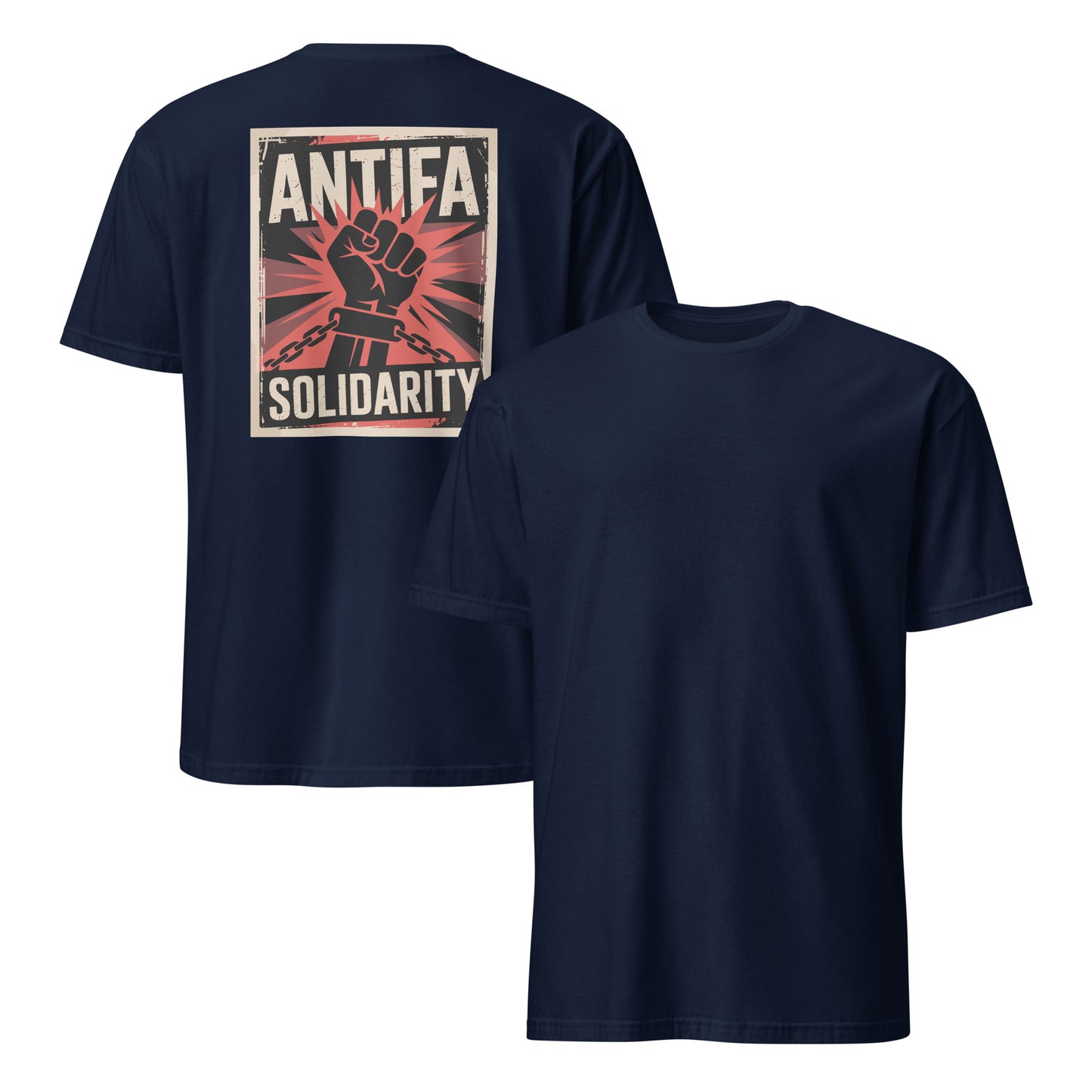 Antifa Solidarity [Backprint] - Unisex T-Shirt von Protest Couture | Navy