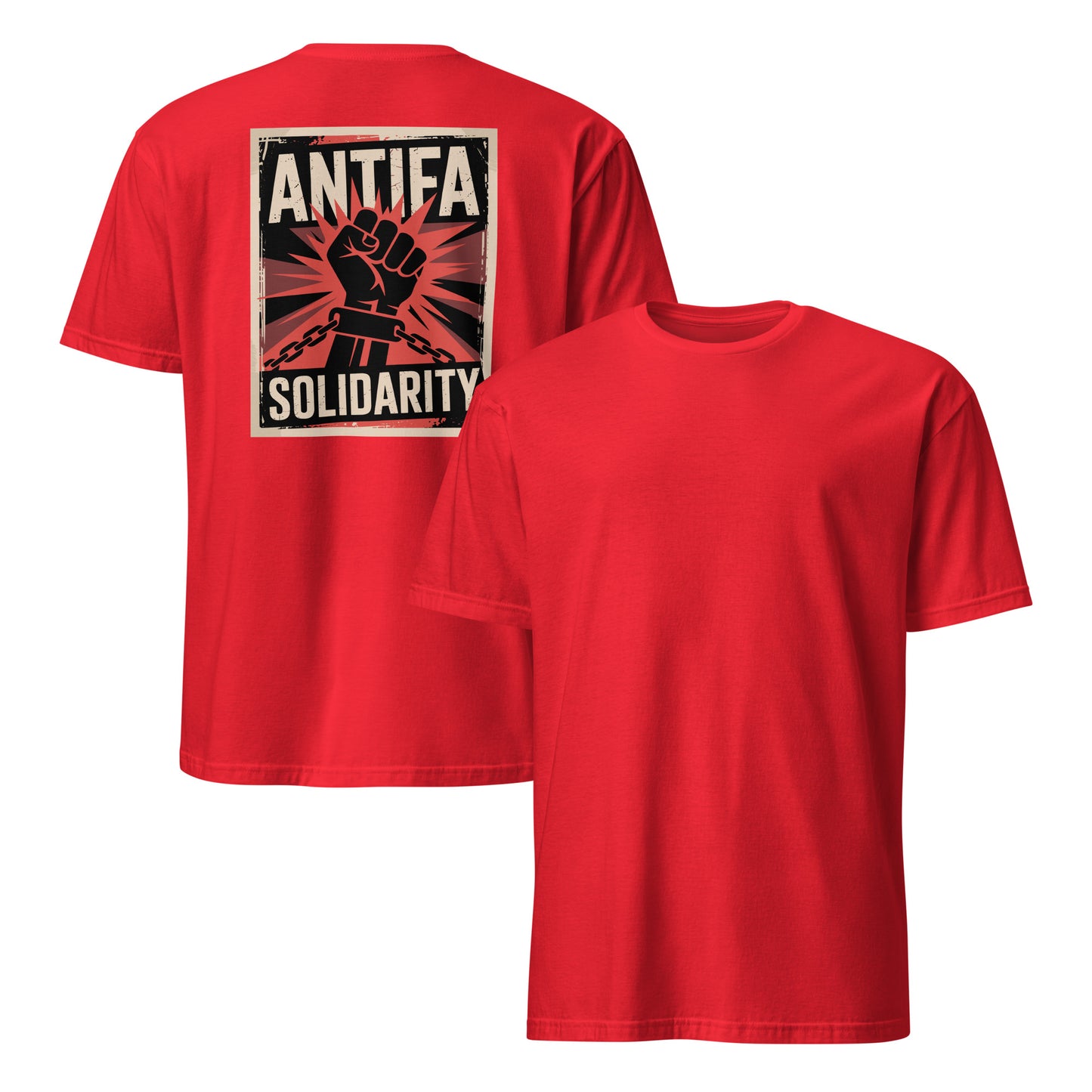 Antifa Solidarity [Backprint] - Unisex T-Shirt von Protest Couture | Red