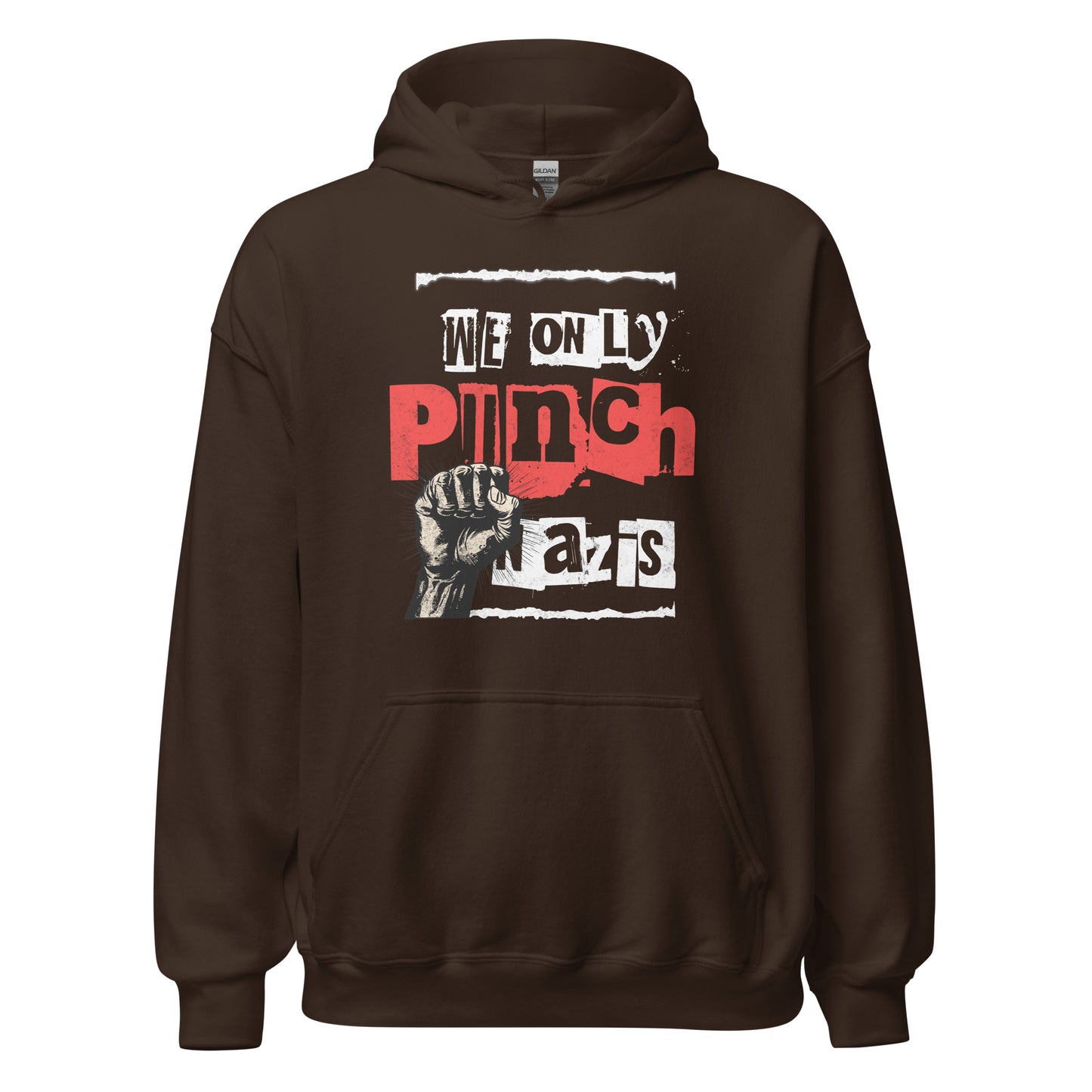 We only punch Nazis - Unisex Hoodie von Protest Couture | Dark Chocolate
