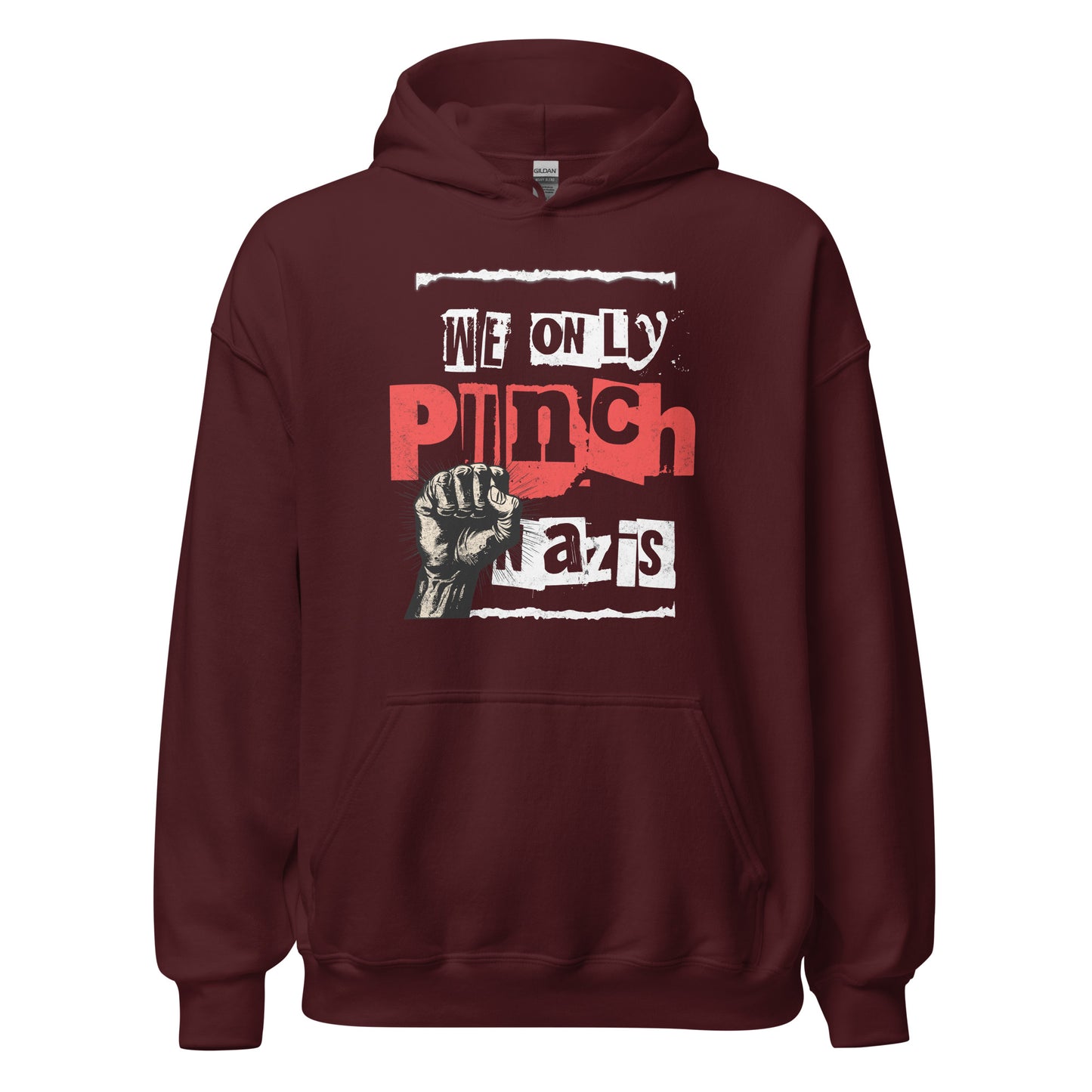 We only punch Nazis - Unisex Hoodie von Protest Couture | Maroon