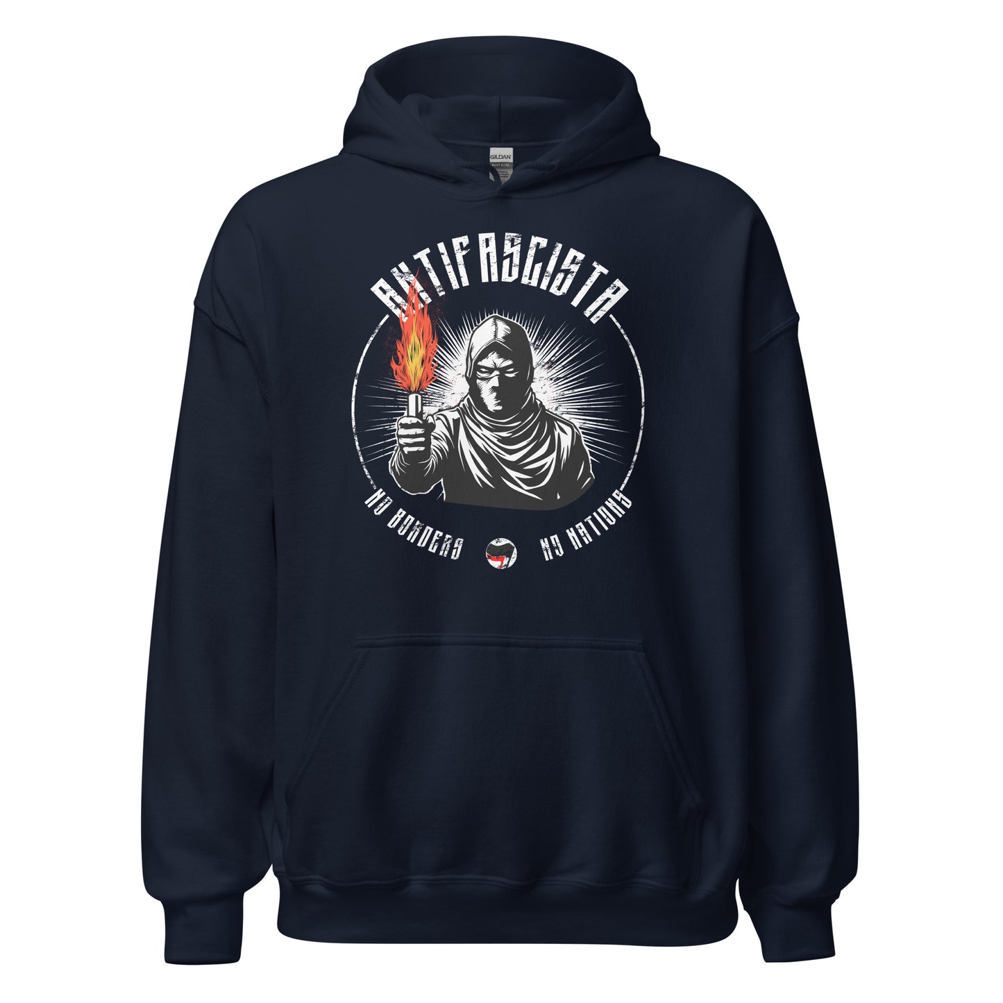 Antifascista (No Borders No Nations) - Unisex Hoodie von Protest Couture | Navy