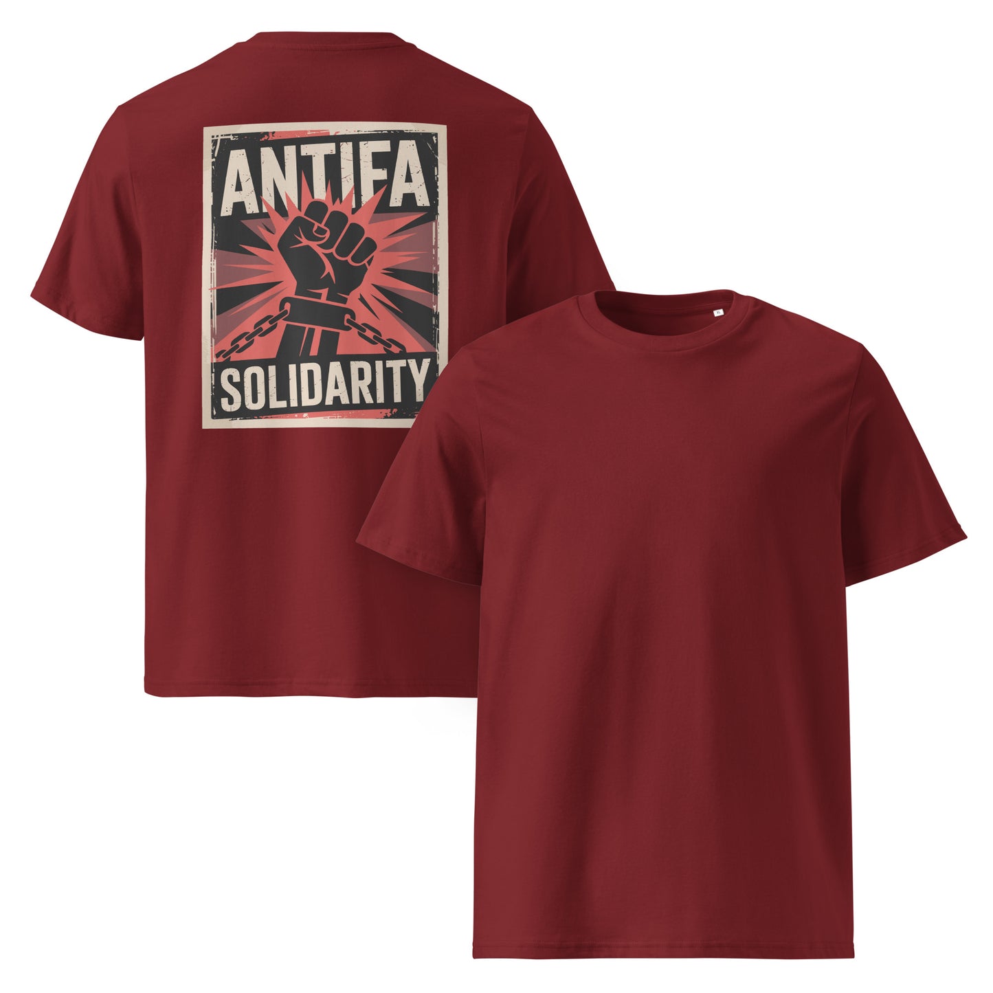 Antifa Solidarity [Backprint] - Premium T-Shirt von Protest Couture | Burgundy