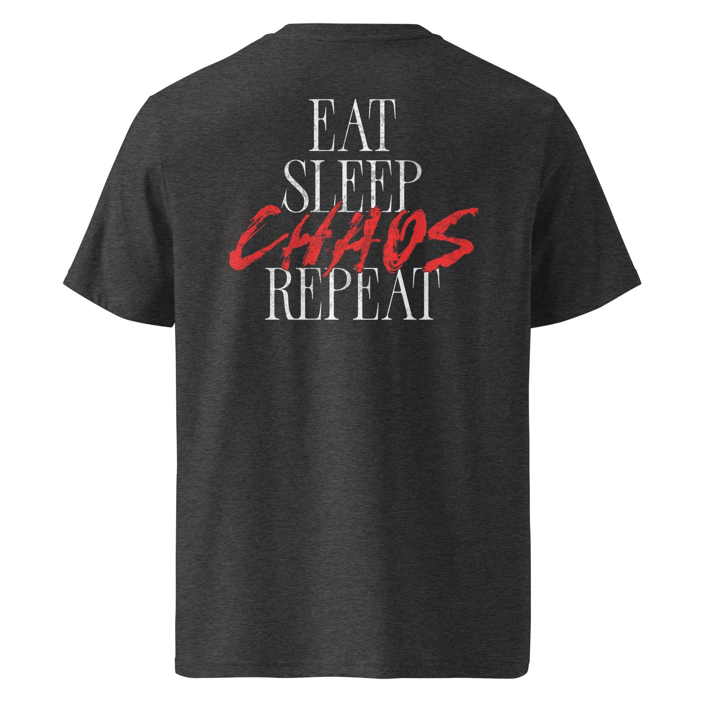 Eat, Sleep, Chaos, Repeat [Backprint] - Premium T-Shirt von Protest Couture | Dark Heather Grey