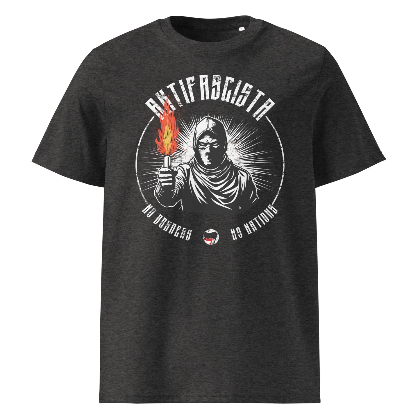 Antifascista (No Borders No Nations) - Premium T-Shirt von Protest Couture | Dark Heather Grey