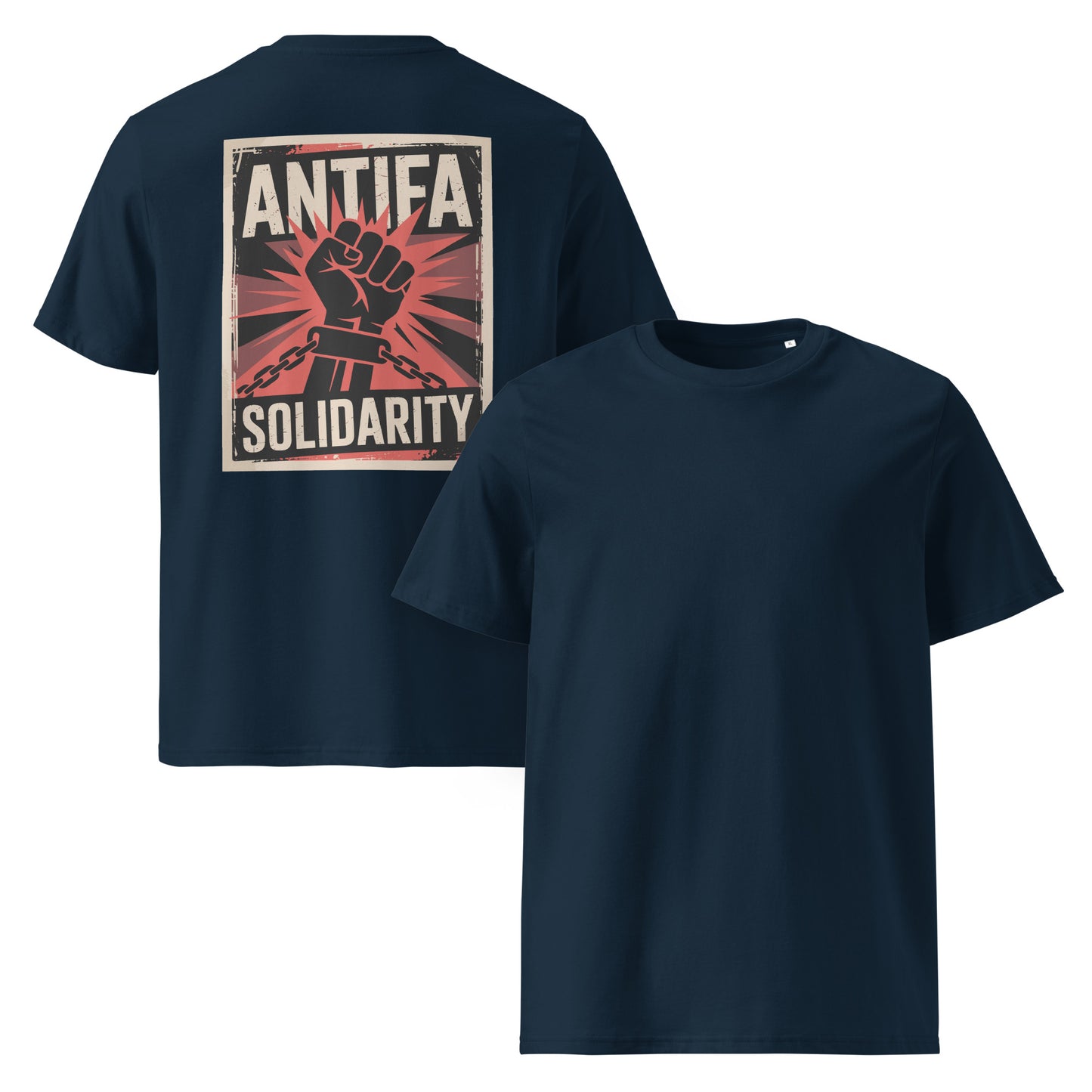 Antifa Solidarity [Backprint] - Premium T-Shirt von Protest Couture | French Navy