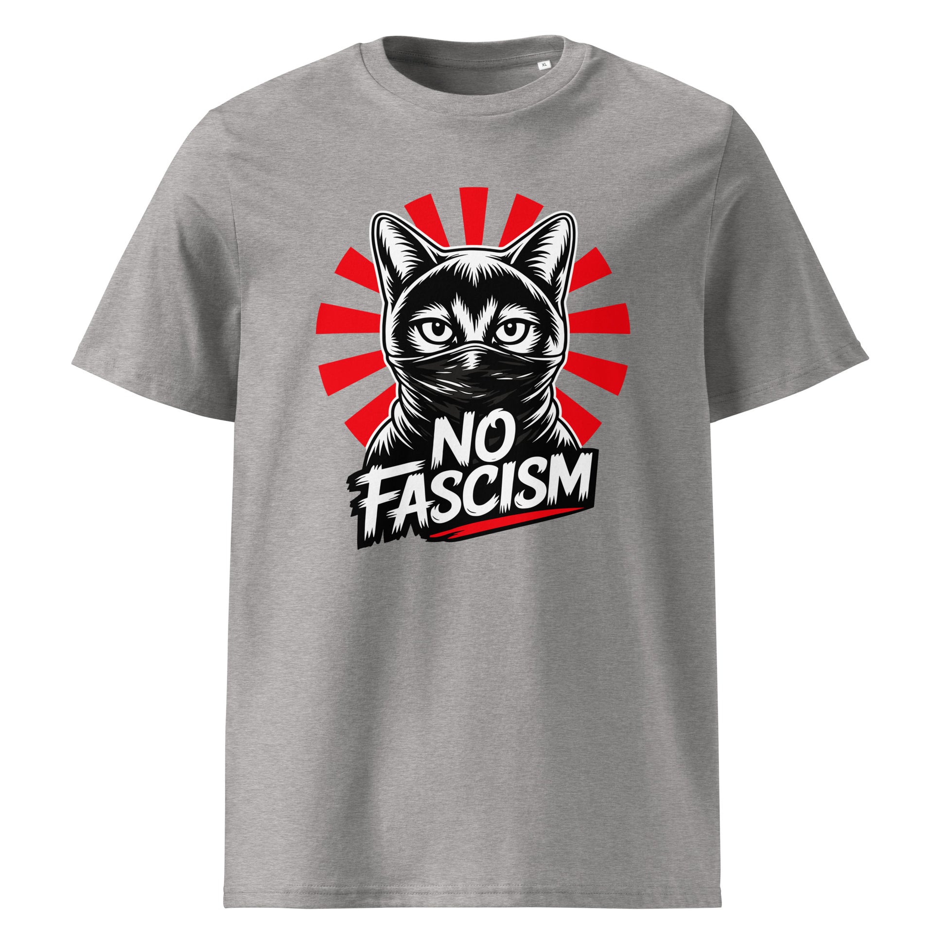 No Fascism Cat - Premium T-Shirt von Protest Couture | Heather Grey