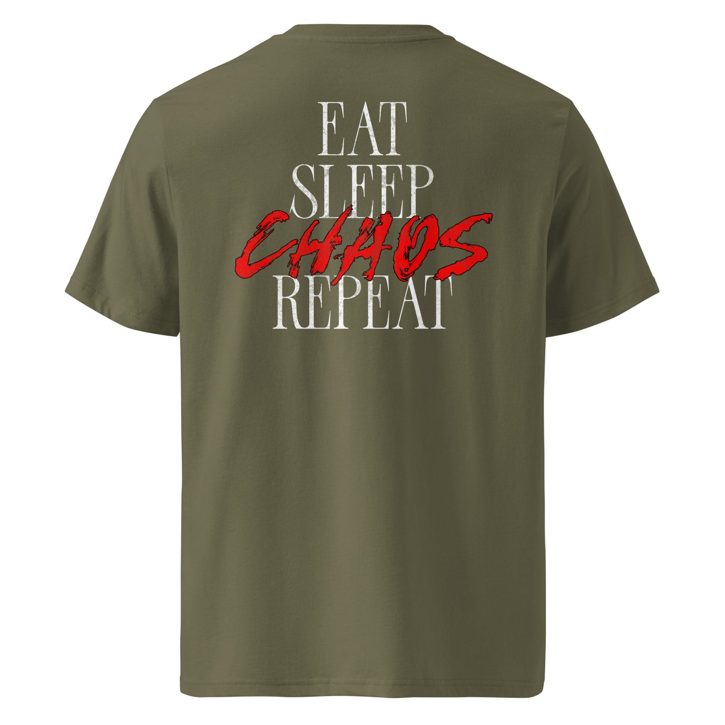 Eat, Sleep, Chaos, Repeat [Backprint] - Premium T-Shirt von Protest Couture | Khaki