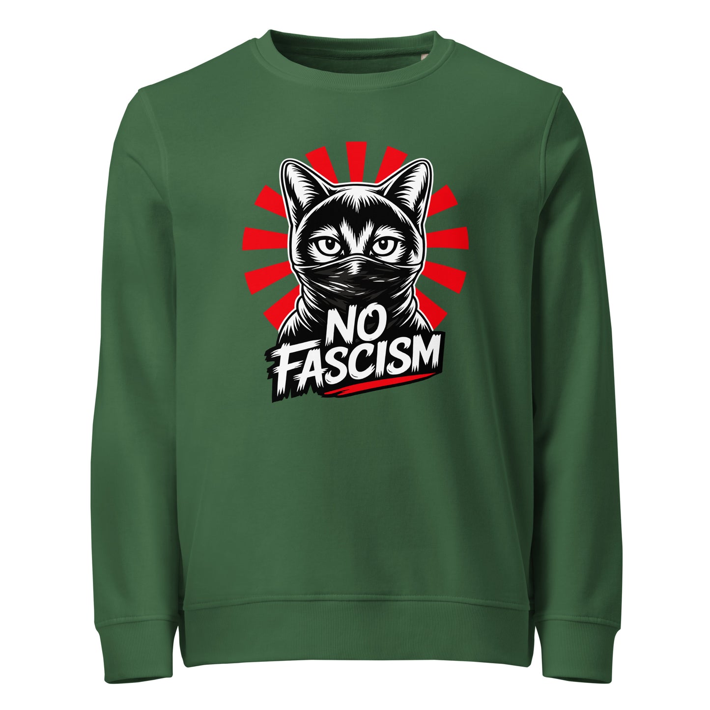 No Fascism Cat - Basic Sweater von Protest Couture | Bottle Green