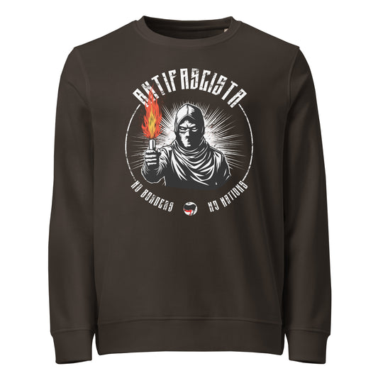 Antifascista (No Borders No Nations) - Basic Sweater von Protest Couture | Deep Charcoal Grey