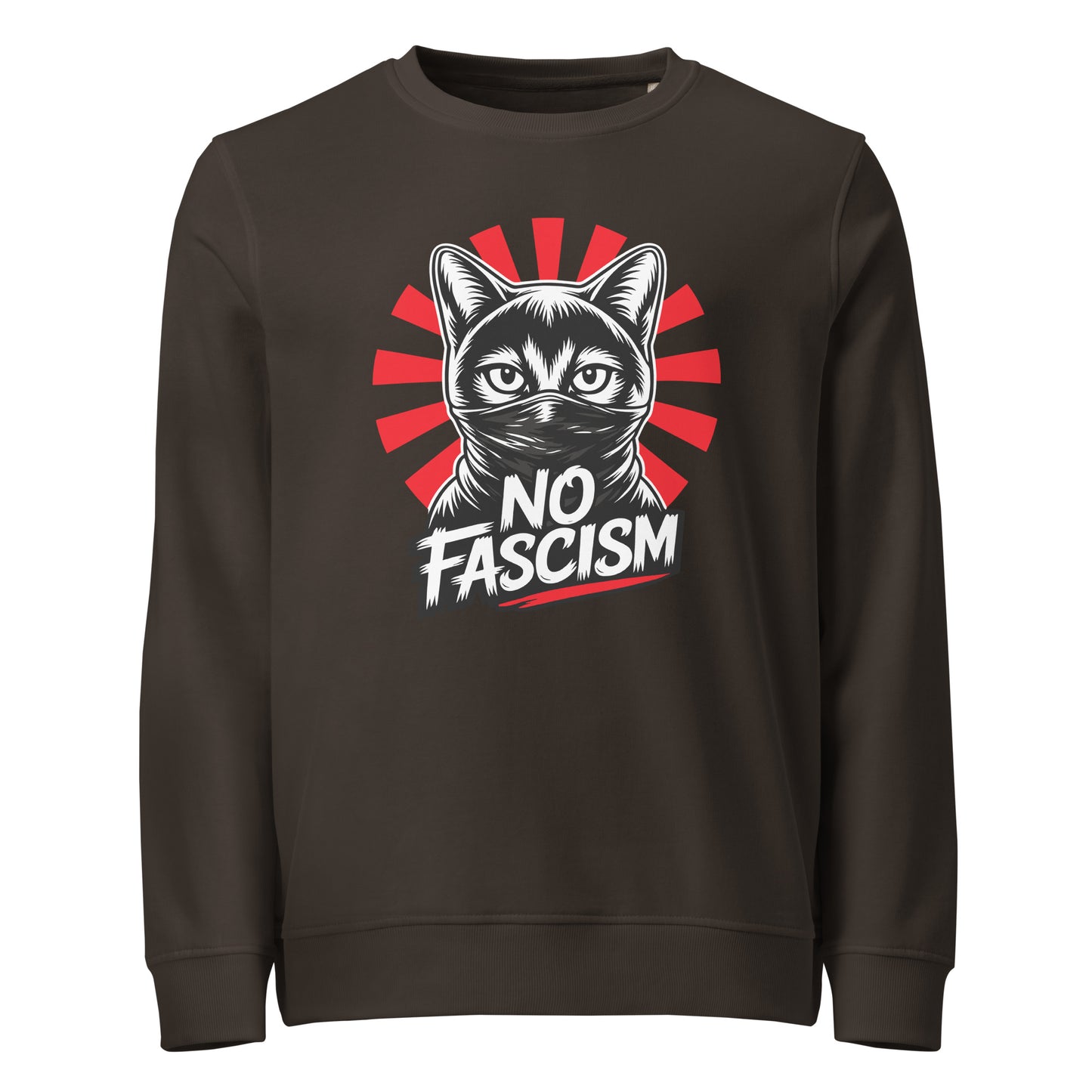 No Fascism Cat - Basic Sweater von Protest Couture | Deep Charcoal Grey
