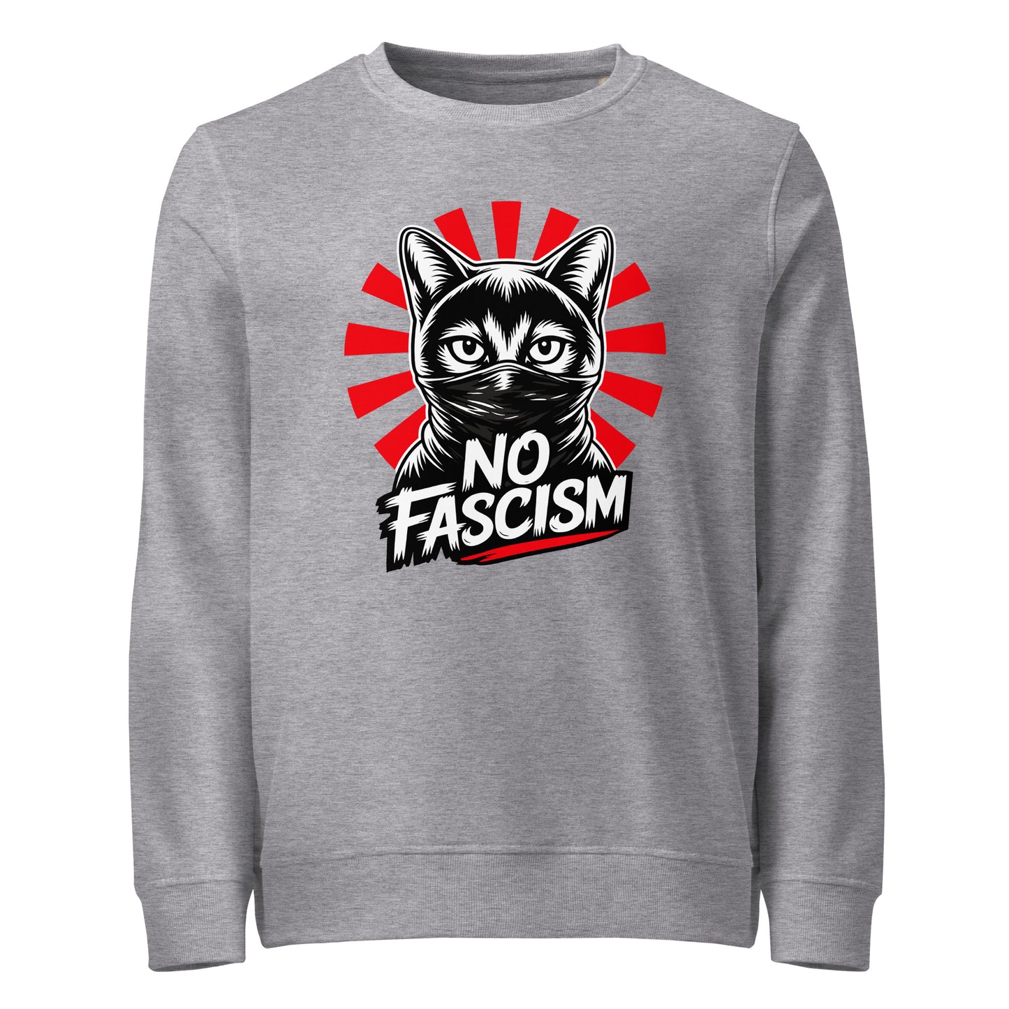 No Fascism Cat - Basic Sweater von Protest Couture | Grey Melange