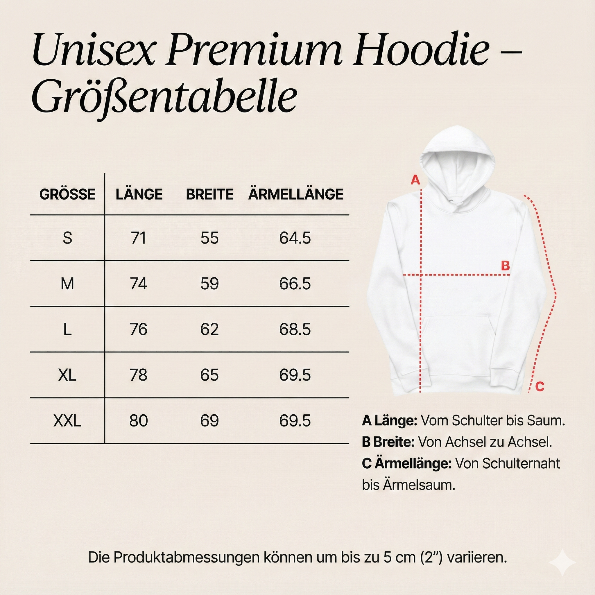 Größentabelle