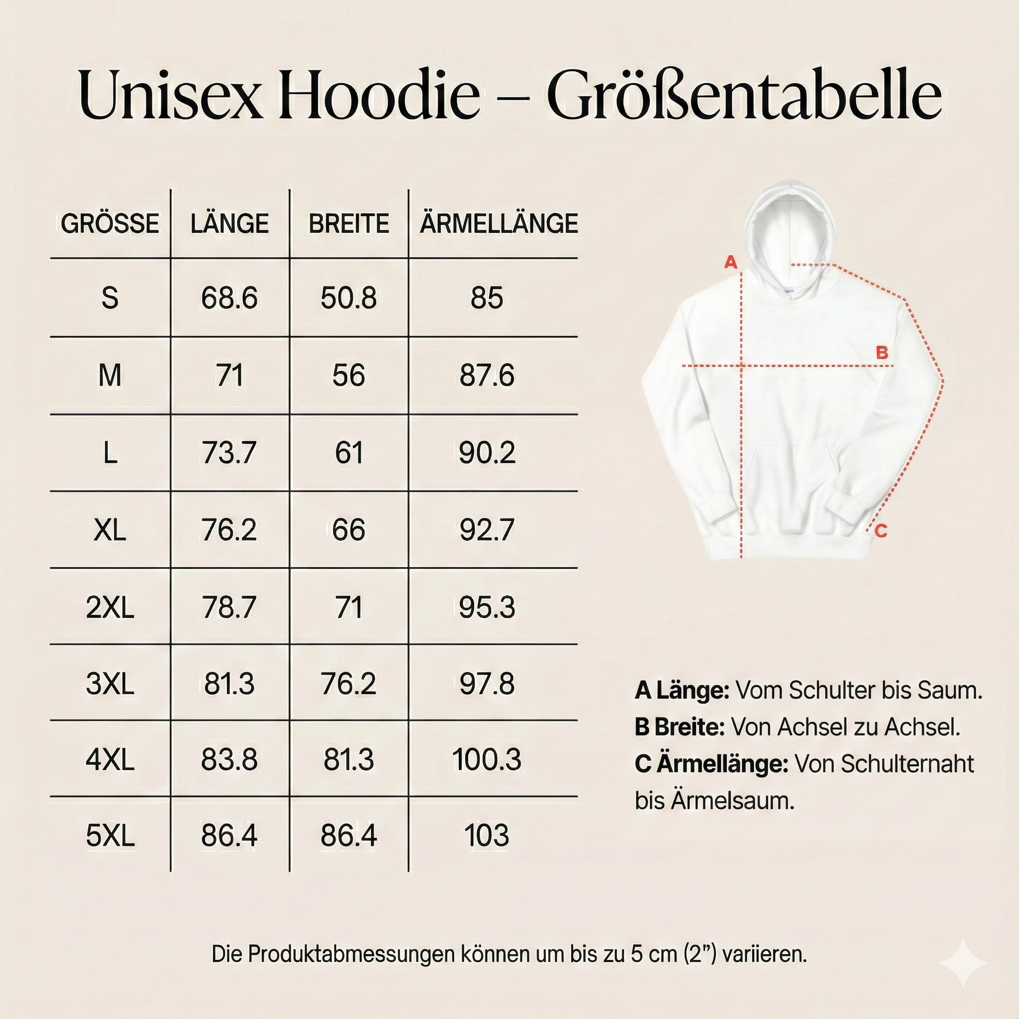 Größentabelle