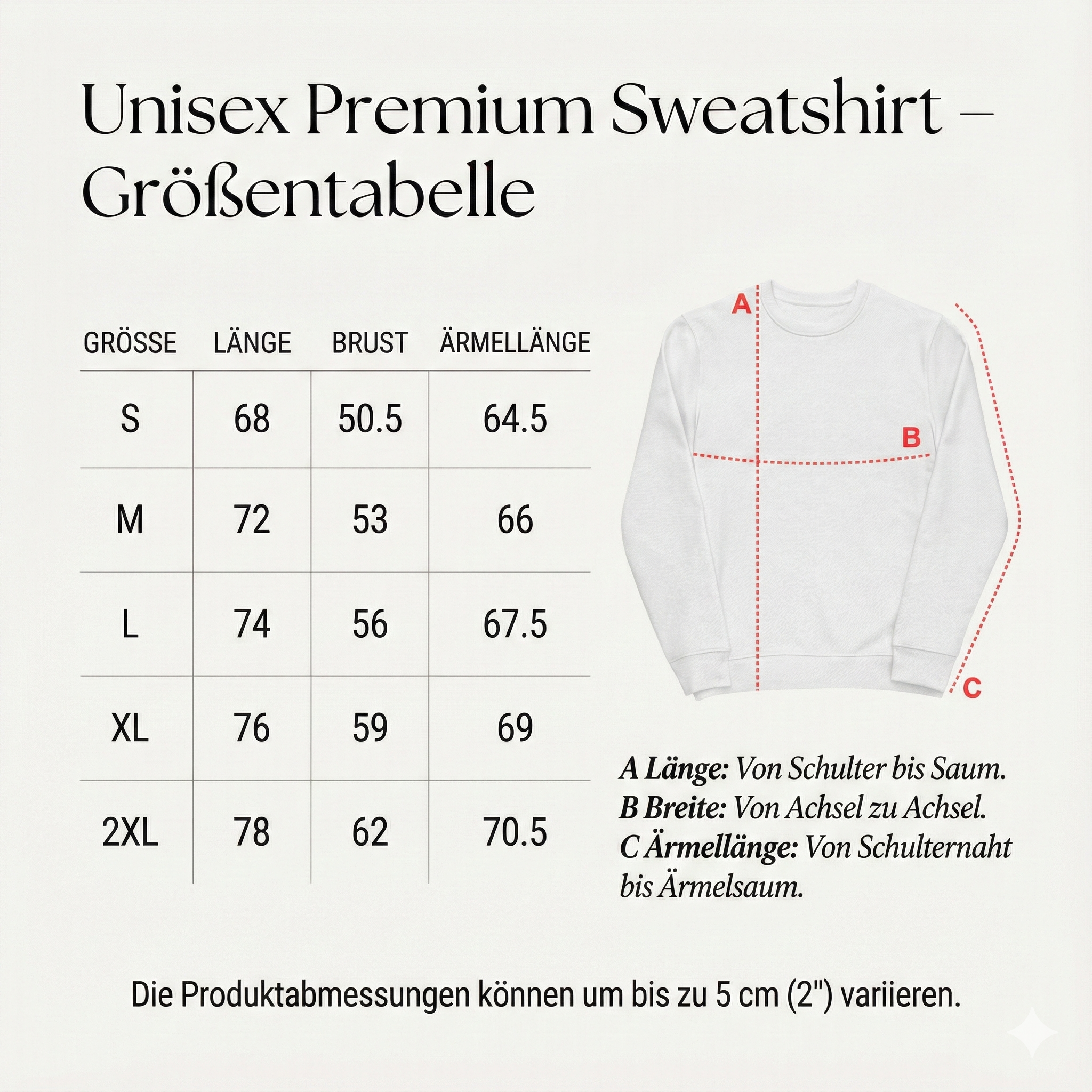 Größentabelle